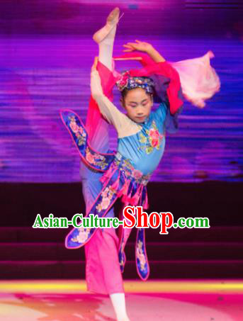 Traditional Chinese Children Classical Dance Xiu Se Dress Stage Show Costume for Kids