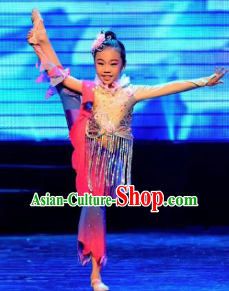 Traditional Chinese Children Classical Dance Short Dress Stage Show Costume for Kids