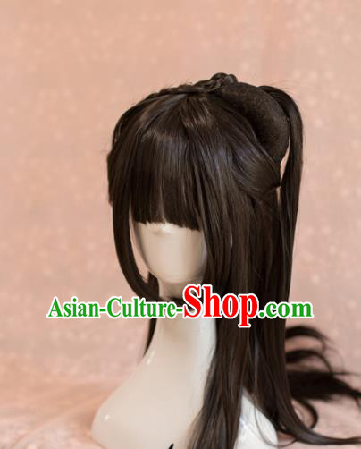 Traditional Chinese Ancient Song Dynasty Princess Wigs Cosplay Female Swordsman Chignon for Women