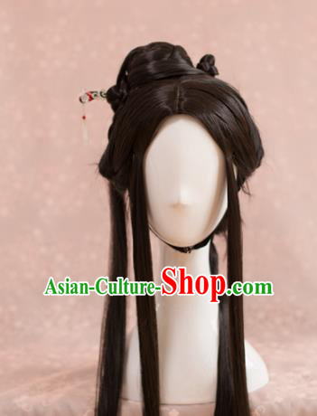 Traditional Chinese Ancient Song Dynasty Wigs Cosplay Female Swordsman Chignon for Women