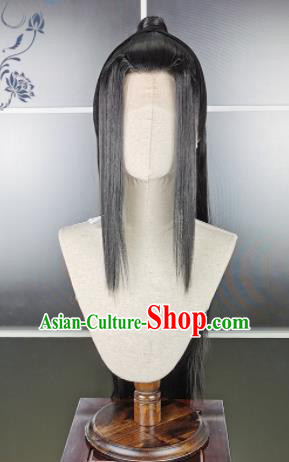 Traditional Chinese Cosplay Young Swordsman Wigs Sheath Ancient Kawaler Chignon for Men