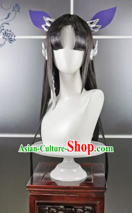 Traditional Chinese Cosplay Fairy Wigs Sheath Ancient Female Swordsman Chignon for Women