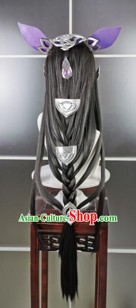 Traditional Chinese Cosplay Fairy Wigs Sheath Ancient Female Swordsman Chignon for Women