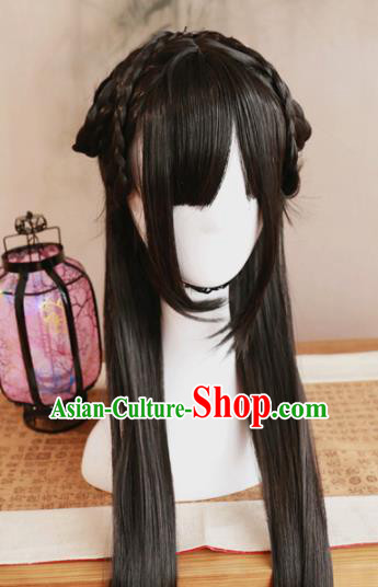 Traditional Chinese Ming Dynasty Princess Bai Zhi Wigs Cosplay Ancient Goddess Female Swordsman Chignon for Women