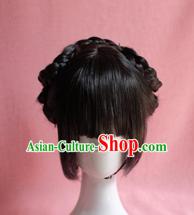 Traditional Chinese Song Dynasty Nobility Lady Wigs Sheath Cosplay Ancient Goddess Female Swordsman Chignon for Women
