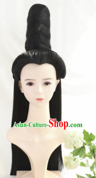 Traditional Chinese Cosplay Ming Dynasty Queen Wigs Sheath Ancient Goddess Mazu Nobility Lady Chignon for Women