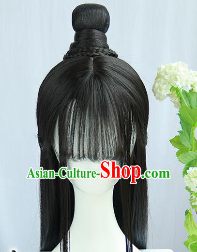 Traditional Chinese Cosplay Jin Dynasty Nobility Lady Wigs Sheath Ancient Flying Apsaras Chignon for Women