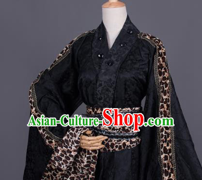 Traditional Chinese Cosplay Taoist Priest Black Costumes Ancient Swordsman Hanfu Clothing for Men