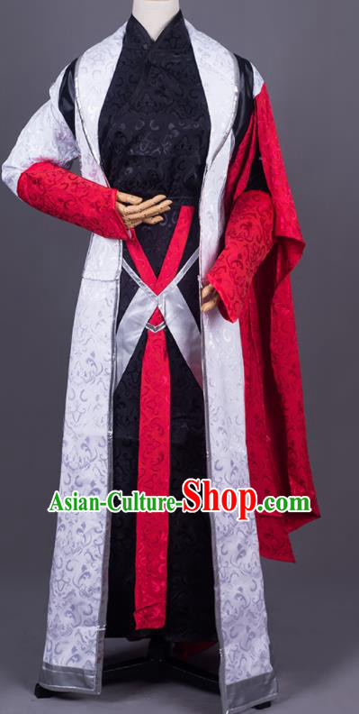 Traditional Chinese Cosplay Young Knight Black Costumes Ancient Swordsman Hanfu Clothing for Men