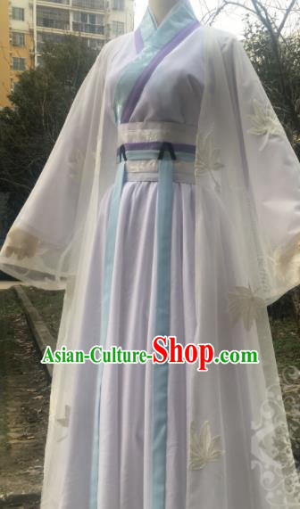 Traditional Chinese Cosplay Female Swordsman Bai Suzhen White Dress Ancient Drama Fairy Costumes for Women