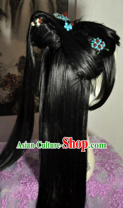 Traditional Chinese Cosplay Swordsman Wigs Sheath Ancient Queen Goddess Chignon for Women