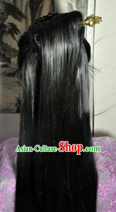 Traditional Chinese Cosplay Swordsman Wigs Sheath Ancient Queen Goddess Chignon for Women