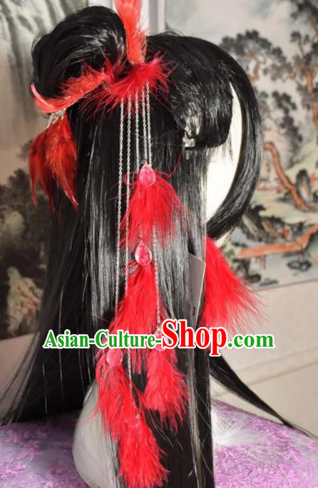 Traditional Chinese Cosplay Court Princess Aranya Wigs Sheath Ancient Goddess Chignon for Women