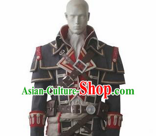 Top Grade Cosplay Assassins Creed Black Costumes Halloween Swordsman Clothing for Men