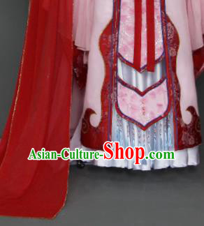 Traditional Chinese Cosplay Goddess Queen Pink Dress Ancient Drama Female Swordsman Costumes for Women