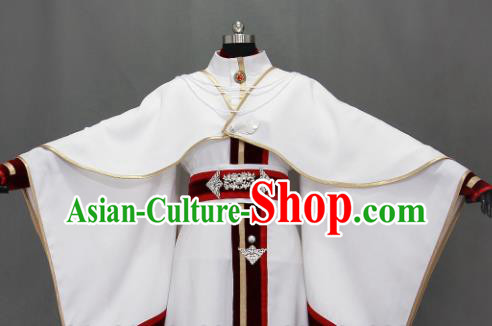 Customize Chinese Traditional Cosplay Prince White Costumes Ancient Swordsman Clothing for Men
