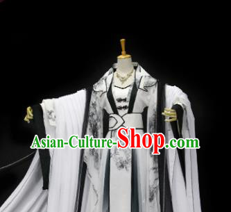 Traditional Chinese Cosplay Fairy Queen Ink Painting Dress Ancient Drama Female Swordsman Costumes for Women