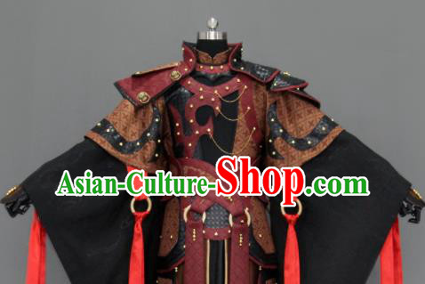 Customize Chinese Traditional Cosplay General Black Costumes Ancient Swordsman Clothing for Men