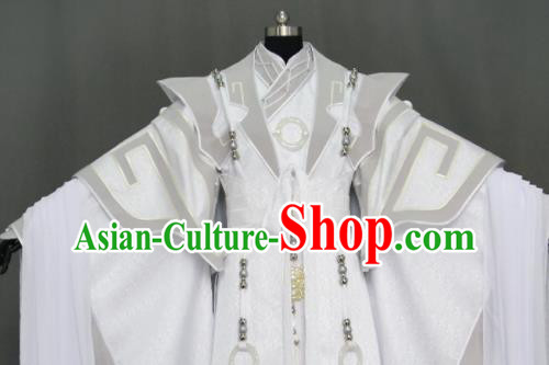Customize Chinese Traditional Cosplay Nobility Childe Prince White Costumes Ancient Swordsman King Clothing for Men