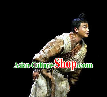 Chinese Drama Fu Sheng Ancient Qin Dynasty Civilian Clothing Stage Performance Dance Costume for Men