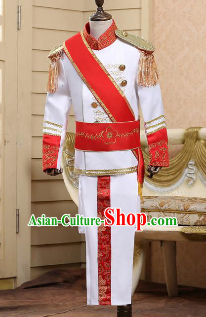 Traditional England White Costumes European Court Honor Guard Clothing for Kids
