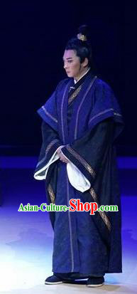 Chinese Drama Guangling Verse Ancient Jin Dynasty Scholar Navy Clothing Stage Performance Dance Costume for Men