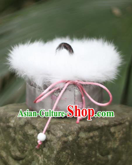 Traditional Chinese Ancient Termofor Cover Embroidered Plum Pattern Grey Brocade Bag