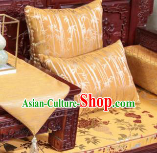 Traditional Chinese Pillowslip Classical Bamboo Pattern Yellow Brocade Cover Two Pieces Complete Set Home Decoration Accessories