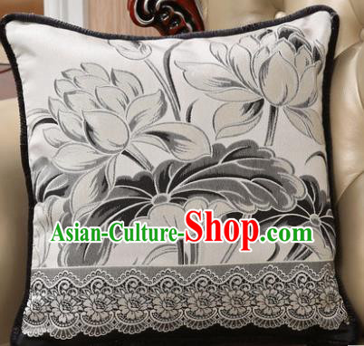 Traditional Chinese Pillowslip Classical Black Lotus Pattern Brocade Cover Home Decoration Accessories