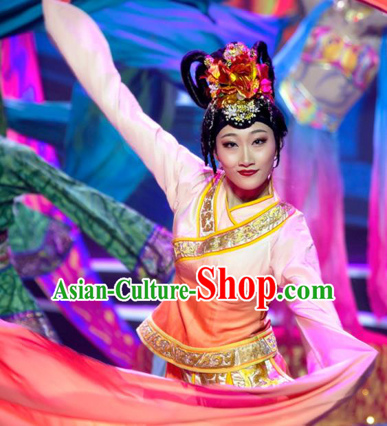 Chinese Phenix Dance In The Sky Classical Dance Dress Stage Performance Costume and Headpiece for Women
