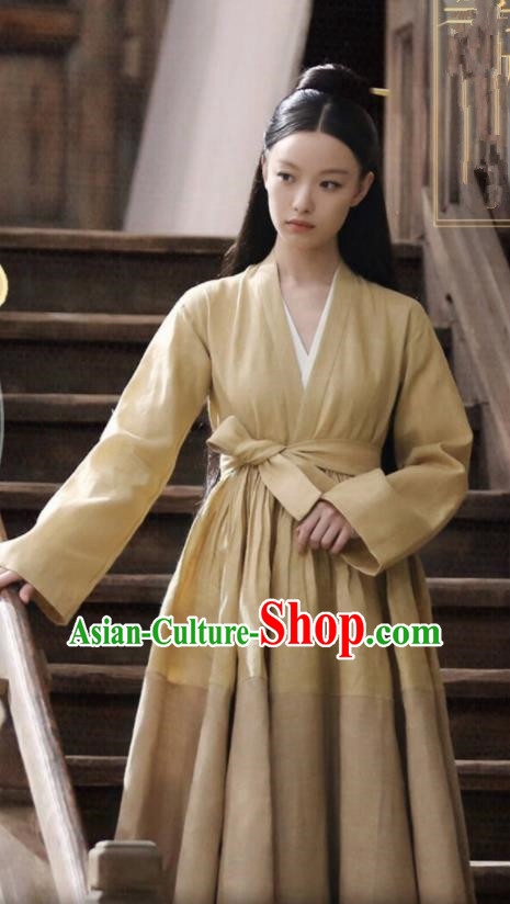 Chinese Ancient Maidservant Yellow Cloth Dress Drama Love and Destiny Female Civilian Lin Mo Ni Ni Replica Costumes for Women
