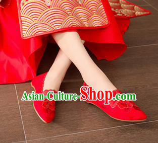 Chinese National Red Cloth Shoes Traditional Hanfu Shoes Opera Shoes Wedding Bride Shoes for Women