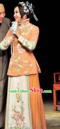 Chinese Unsurpassed Beauty Of A Generation Classical Orange Dress Stage Performance Dance Costume and Headpiece for Women