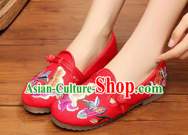 Traditional Chinese National Embroidery Red Shoes Embroidered Shoes Hanfu Shoes for Women