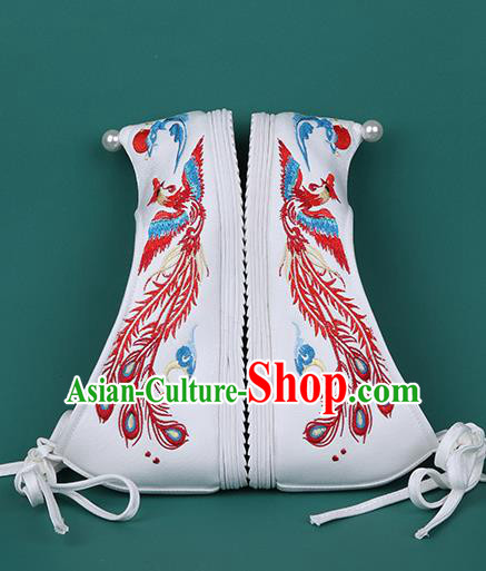 Chinese Embroidered Red Phoenix Shoes Traditional Hanfu Shoes Princess Shoes for Women