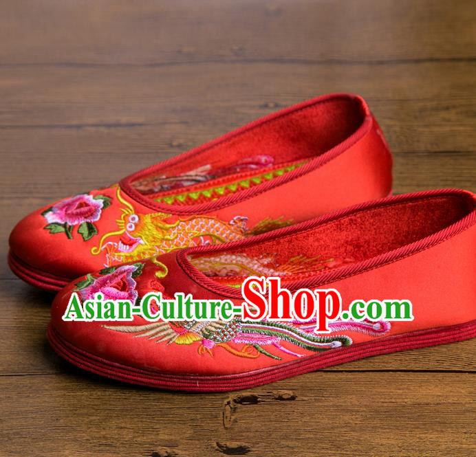 Traditional Chinese Embroidered Shoes Handmade Wedding Shoes Hanfu Red Shoes Bride Shoes for Women