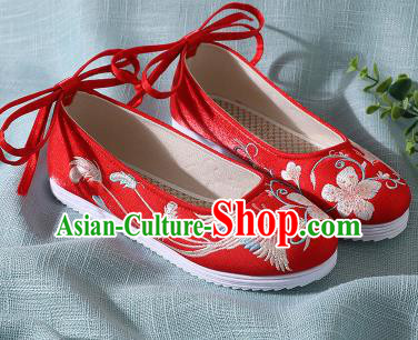Traditional Chinese Handmade Embroidered Red Shoes Wedding Shoes Hanfu Shoes Princess Shoes for Women