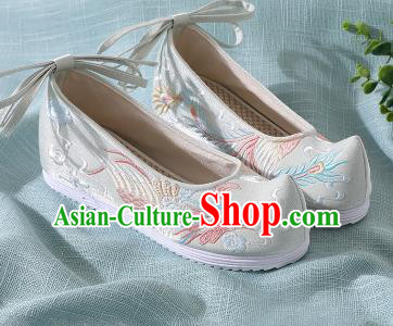 Chinese Handmade Embroidered Bird Light Green Shoes Traditional Wedding Shoes Hanfu Shoes Princess Shoes for Women