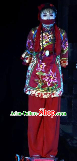 Chinese Dance Drama Wild Jujubes Classical Dance Red Dress Stage Performance Dance Costume and Headpiece for Women