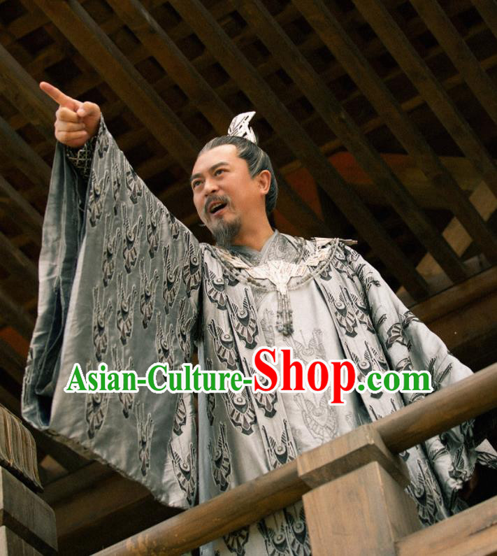 Chinese Historical Drama Novoland Eagle Flag Ancient King Baili Jinghong Zhang Jiayi Replica Costumes and Headpiece for Men