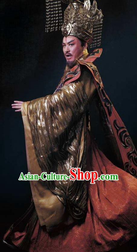 Chinese King Zhuang of Chu Ancient Spring and Autumn Period Emperor Clothing Stage Performance Dance Costume for Men