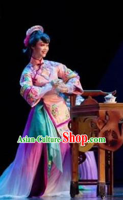 Dance Tianfu Chinese Sichuan Opera Pink Dress Stage Performance Dance Costume and Headpiece for Women