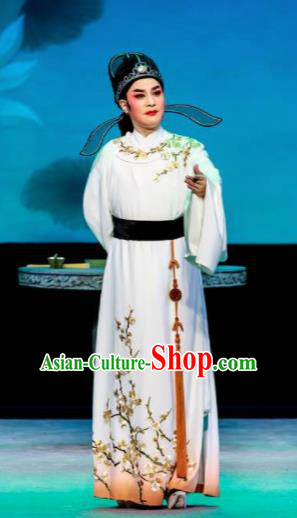 Phoenix Hairpin Chinese Peking Opera Niche White Clothing Stage Performance Dance Costume and Headpiece for Men