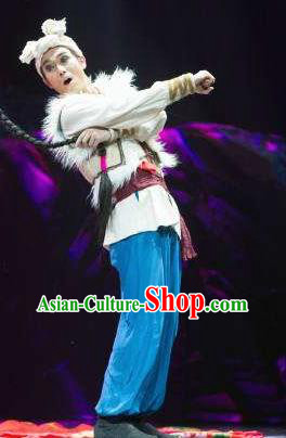Drama Lan Huahua Chinese Shan Xi Male Clothing Stage Performance Dance Costume and Headpiece for Men