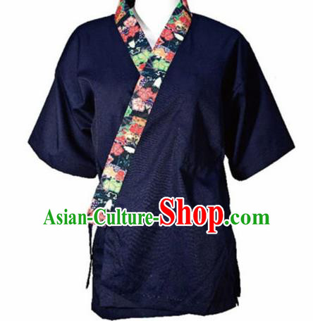 Traditional Japanese Navy Yamato Shirt Kimono Asian Japan Costume for Men