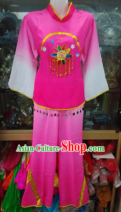 Chinese Traditional Beijing Opera Costume Peking Opera Folk Dance Yangko Rosy Clothing for Adults