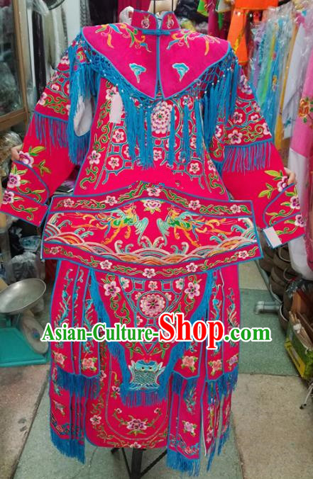 Chinese Traditional Beijing Opera Costume Peking Opera Female General Rosy Clothing for Kids