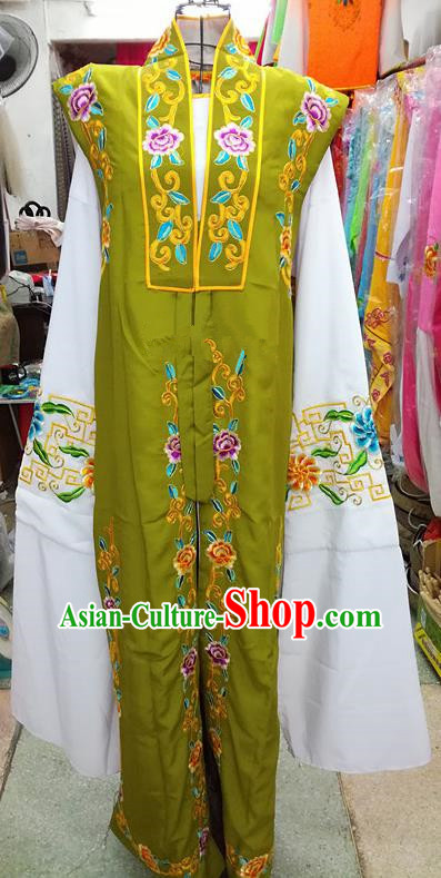 Chinese Traditional Beijing Opera Old Gentleman Costume Peking Opera Embroidered Green Clothing for Adults
