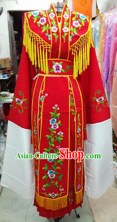 Chinese Traditional Beijing Opera Young Lady Costume Peking Opera Diva Red Dress for Adults