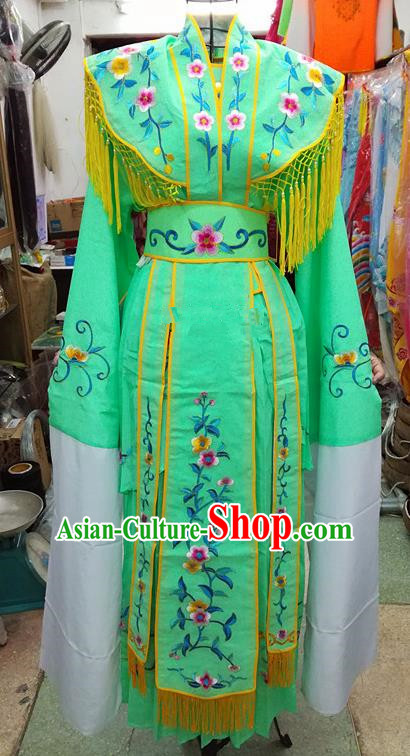 Chinese Traditional Beijing Opera Young Lady Costume Peking Opera Diva Green Dress for Adults